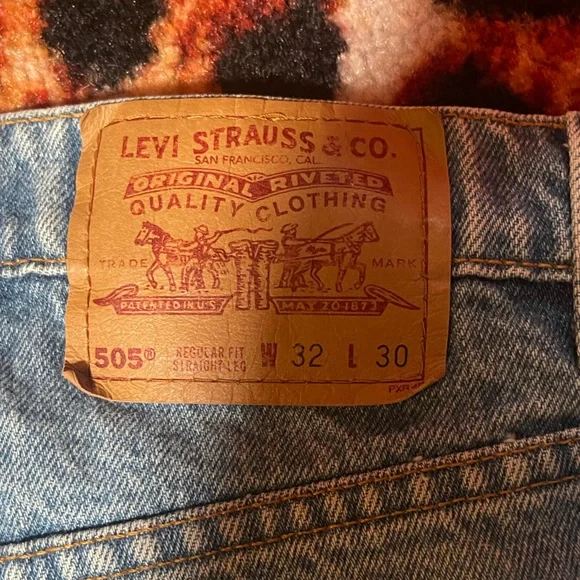 Levi's 505 regular fit straight leg April 1997 vintage jeans.
